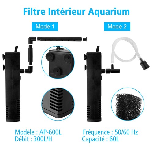 Filtro para Acuario 60L Flujo 300L/H 4W con Carbón Activado Filtro Interno - Picture 3 of 13