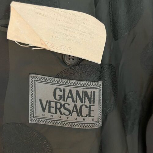 Vintage Gianni Versace Couture Blazer Wool Silk Suit Jacket Three Button 54R - Picture 11 of 11