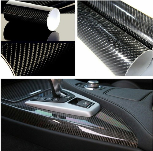 7D Stickers Glossy Carbon Fiber Vinyl Film Car Interior Wrap Auto Accessories US - Picture 10 of 12