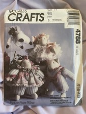 🌷Fat Cats Plush Stuffed Animals McCalls 4788 Craft Sewing Pattern UC Faye Wine