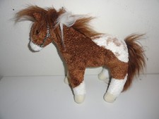 ADORABLE FUZZY BROWN/WHITE PLUSH HORSE-13" X 11"