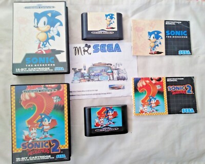SONIC THE HEDGEHOG & SONIC THE HEDGEHOG 2 für SEGA MEGA DRIVE ''VERY RARE''