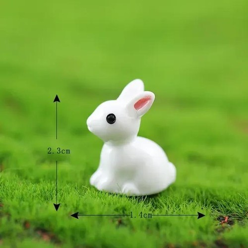 Estatuilla miniatura de resina de conejo blanco 3D adorno paisaje decoración casa de muñecas hágalo usted mismo - Imagen 26 de 29