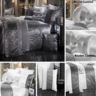 LUXURY DIAMANTE DUVET QUILT COVER BEDDING LINEN SET SPARKLE SILVER GREY CREAM