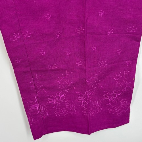 Worthington Womens 14 Fits Size 8 10 Cropped Pants Fuchsia Pink Linen Cotton - Picture 3 of 11