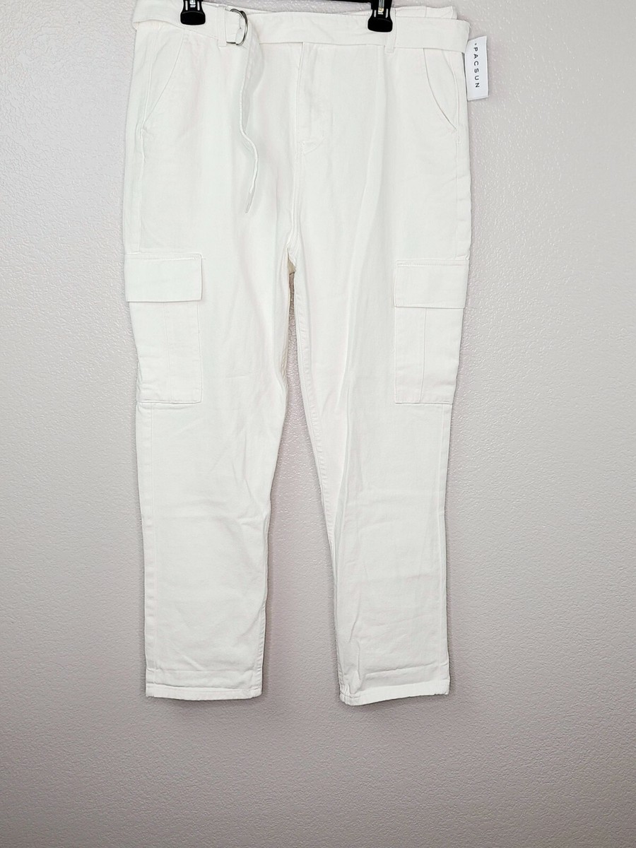 PacSun Women's Off White High Rise Relaxed Fit Cargo Jeans Size 32 New