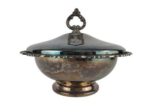 Vintage ONEIDA Silver Plated Footed Round CASSEROLE Serving Dish with Lid 10.25" - Afbeelding 2 van 8