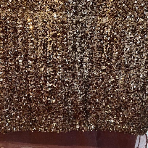 $500 NUEVO SHAWLSMITH Londres Hollywood Lentejuelas Seda Mezcla Lana Marrón Dorado - Imagen 2 de 7