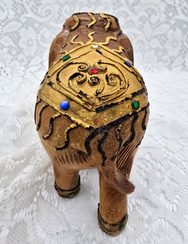 Vintage 1950s Hand Carved Wooden Elephant Figurine Bohemian Wood Art Home Decor - Picture 11 of 18