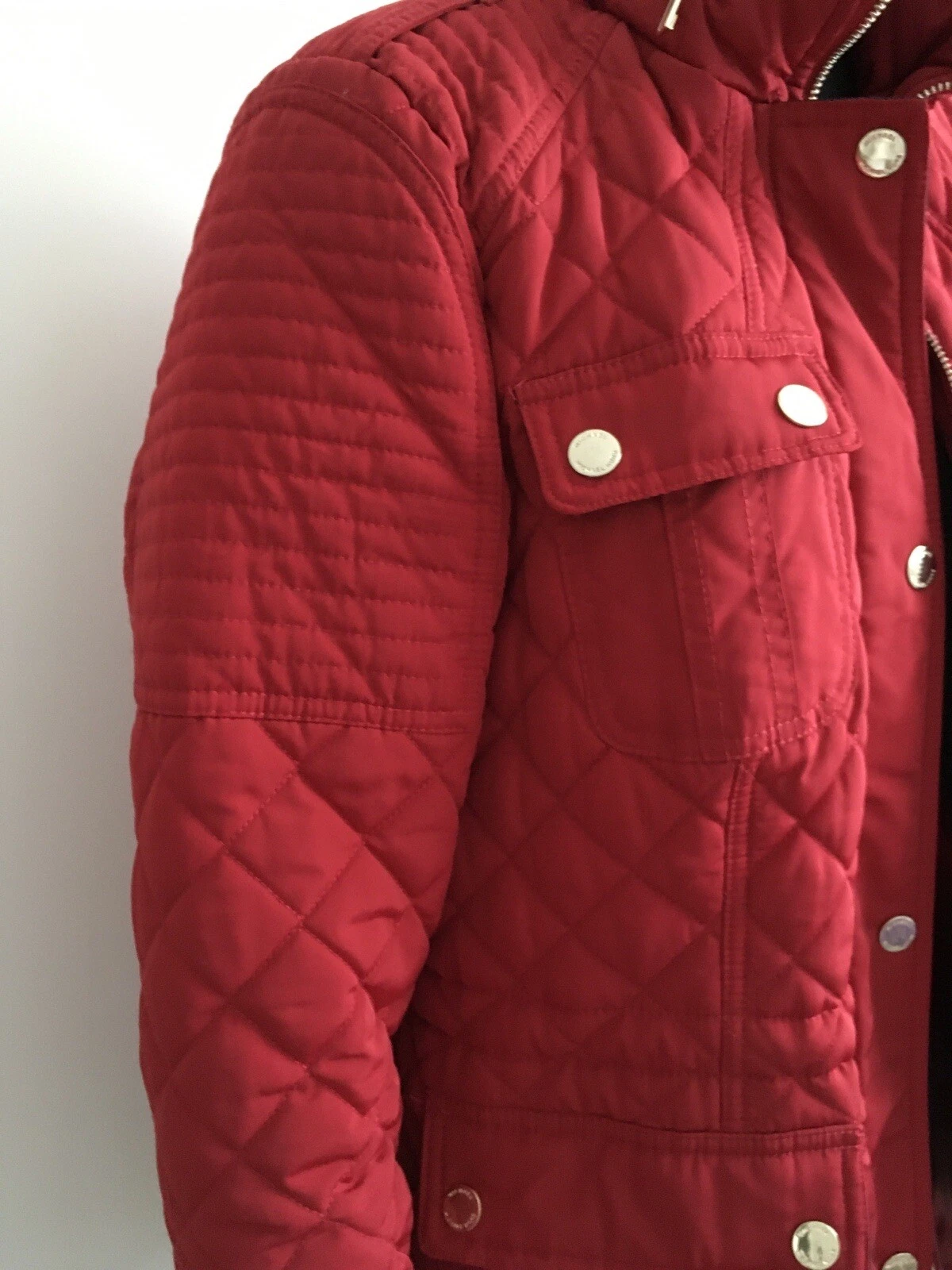 Michael Kors giacca rossa da donna cappuccio nascosto taglia S