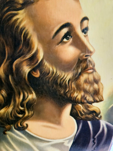 Vintage JESUS CHRISTUS Bild signiert McConnell Inspiration 1942 16 3/8" Höhe x 9" Länge - Bild 5 von 10
