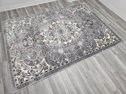 Grey Traditional Oriental Medallion 5x8 Area Rug Carpet Plush Vintage Style Rug