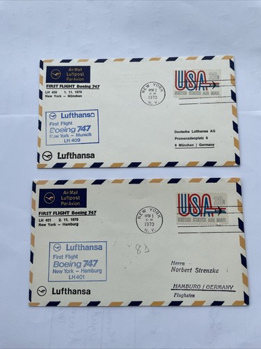 1970 German Luftpost Lufthansa Covers with Lovely Stamps & Postmarks (14) - Picture 7 of 16