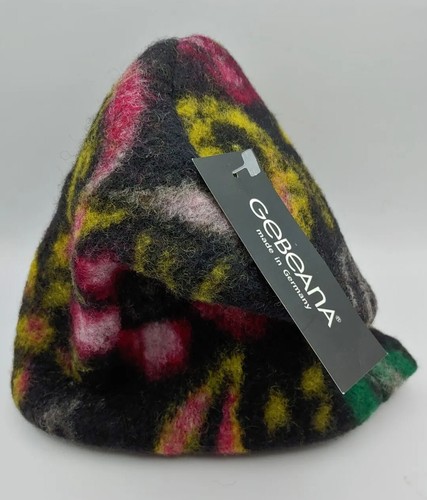 Gebeana Wool/Cotton/Fleece Floral Multi Color Black Cap/Fez/Hat NWT Germany - Picture 4 of 11