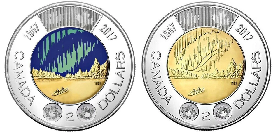 DANCE OF THE SPIRITS-2017 Canada $2 Toonies 2 Coin Color & NonColor GUNC Lot#798 - Image 3 of 4