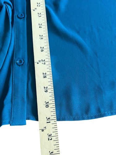 Grace Karin Teal Button-Up Blouse W/ Tie Front & Collared Neckline 2XL - Picture 11 of 16