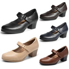 Women Chunky Low Block Heel Mary Jane Pumps Round Toe Office Dress Pump Shoes