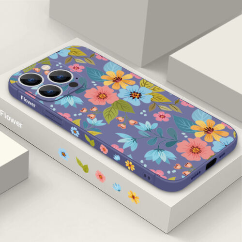 Girl's Flower Case For iPhone 16 15 14 13 12 Pro Max Mini 8 11 XS Silicone Cover - Picture 5 of 15