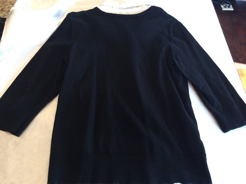 Christopher and Banks Black and White Sweater Shirt 3/4 Sleeve Small Collar - Imagen 3 de 3