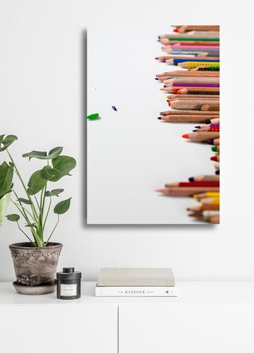 COLOURED PENCILS 2-DEEP FRAMED CANVAS WALL ART OBJECTS PICTURE PAPER PRINT-WHITE - Picture 7 of 17