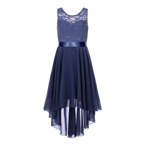 Kids Girls Dress Cut-out Sundress Lace Floral Ball Gown Prom Ball Flower Girl - Picture 31 of 62