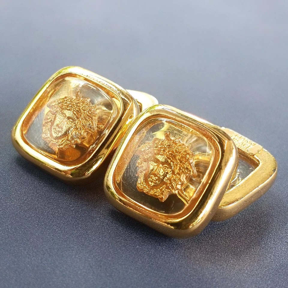 Запонки Gianni Versace Medusa запонки золотистые цепочка запонки - Изображение 2 из 4