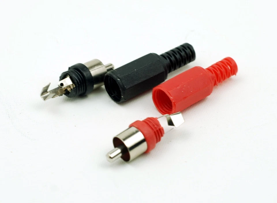 4x RCA Solder Cable Connectors Male Female Phono Adapter Audio Visual AV Plug - Image 3 of 4