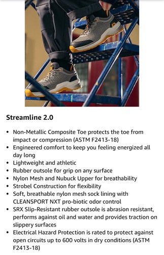 Zapatos de trabajo CAT Caterpillar P91346 Streamline 2.0 punta compuesta para hombre - Imagen 11 de 13