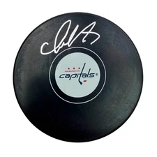 Autographed/Signed Alexander Alex Ovechkin Logo Hockey Puck Fanatics COA