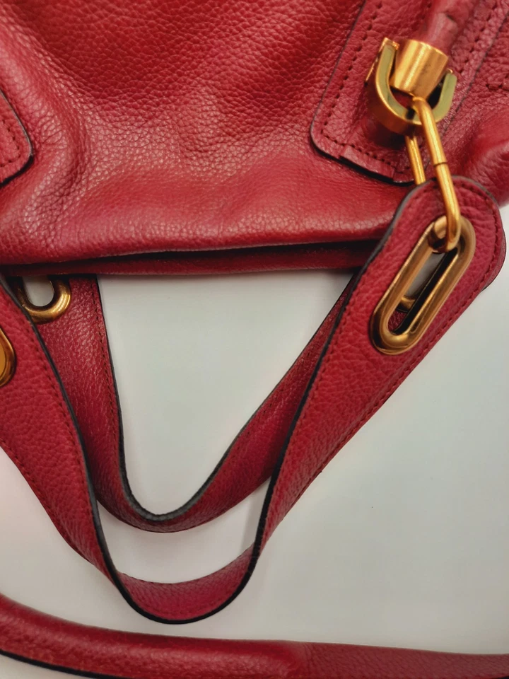 Bolsa de ombro Chloe Paraty rosa brilhante tiracolo couro tamanho grande. - Imagem 3 de 4