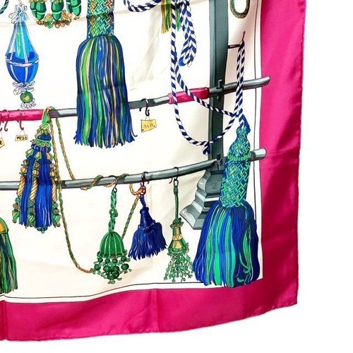 Bufanda HERMES Carre 90 "Passementerie" 100% Seda Rosa De Colección Auténtica Usada - Imagen 5 de 9