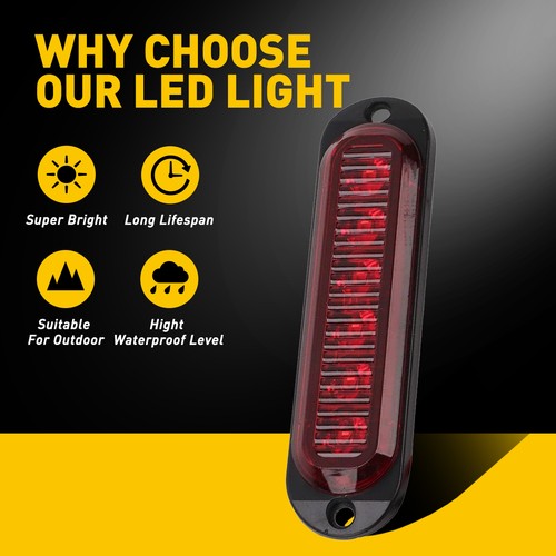16X Red 6LED Lamp Light Truck Trailer Clearance Marker Side Light 12V Waterproof - Picture 2 of 11