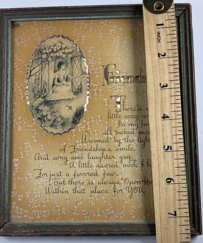 Vintage gerahmtes Gedicht "Freundschaft" der Firma Buzza Antik Art Deco Stil - Bild 9 von 9