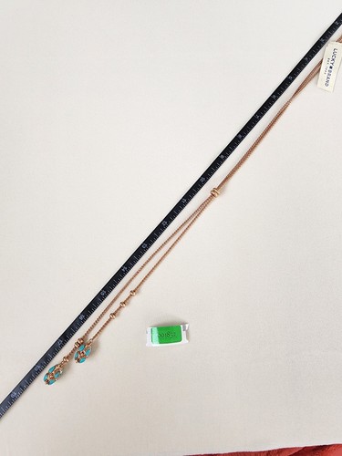 Neu! LUCKY BRAND Lariat Y Tropfen Halskette Türkis & Gold Töne Schieber Versteller - Bild 10 von 10