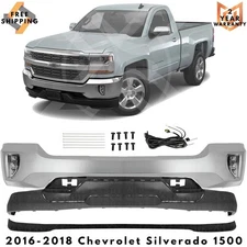 Front Bumper Chrome & Fog Lights Kit For 2016-2018 Chevrolet Silverado 1500