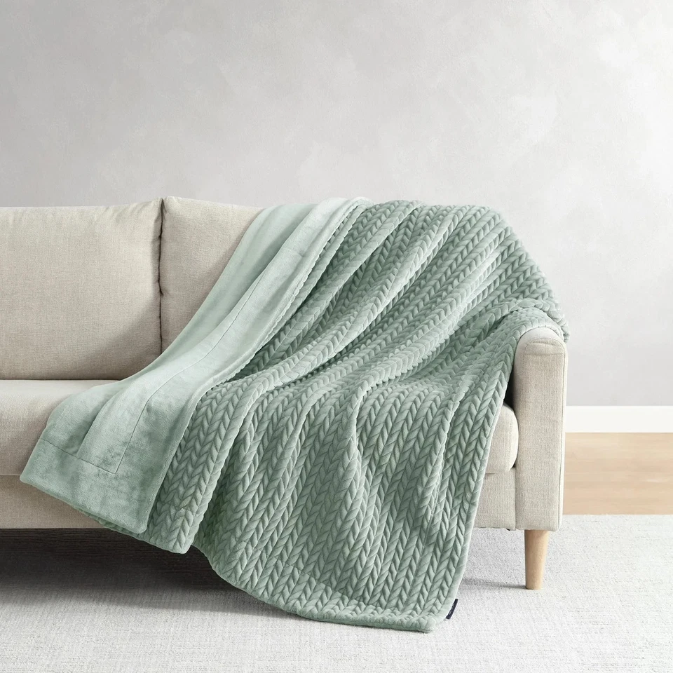 Cobertor de pelúcia Ann Taylor Chevron (cinza, verde, marinho, neutro - Imagem 2 de 4