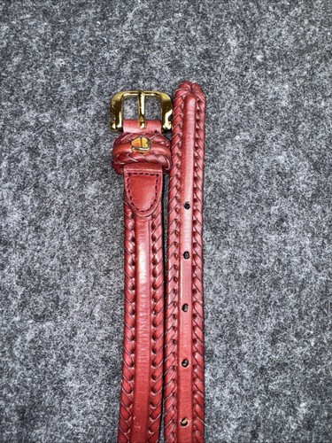 Etienne Aigner Leder Concho Gürtel 28-32 schmal Ochsenblutrot Vintage - Bild 6 von 6