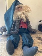 Vintage Primitive Country Store Sitting Santa Clay Face 12