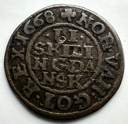 DENMARK FRIEDRICH III SILVER 2 SKILLING 1668 ( ☘) KM# 282.2 HIGH GRADE - Picture 2 of 2