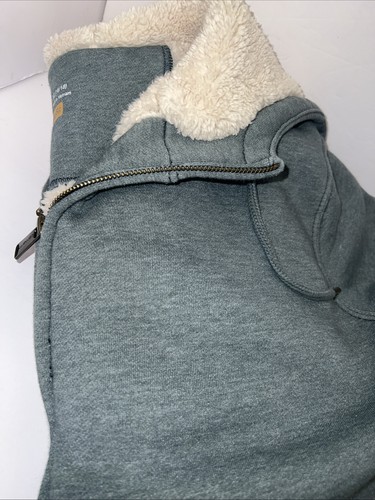 Carhartt Green Gray Relaxed Fit Sherpa Lined Full Zip Hooded Sweatshirt XL - Picture 6 of 10