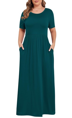 Women’s Plus Size Maxi Dresses for Curvy Women Summer Casual Short Sleeve 202...