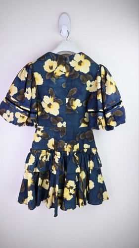 Acler "Clovelly" puff sleeve mini dress in navy/floral posy size UK8 - Picture 6 of 9