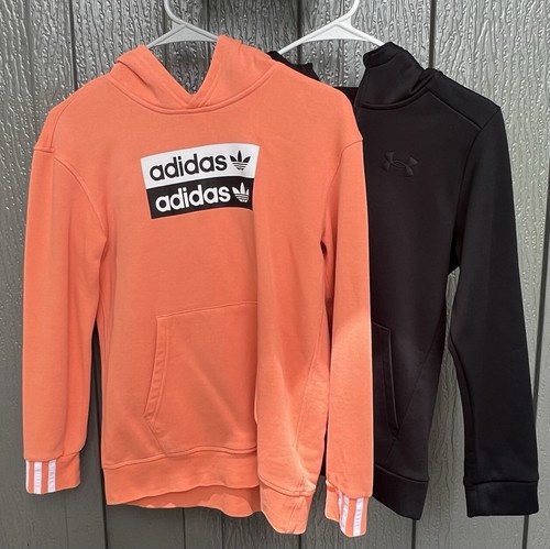 Lot Of Two Girls Youth Medium Hooded Sweatshirts Lightly Worn Adidas And Nike - Picture 1 of 7
