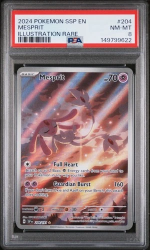 2024 POKEMON SSP EN-SURGING SPARKS ILLUSTRATION RARE #204 MESPRIT PSA 8