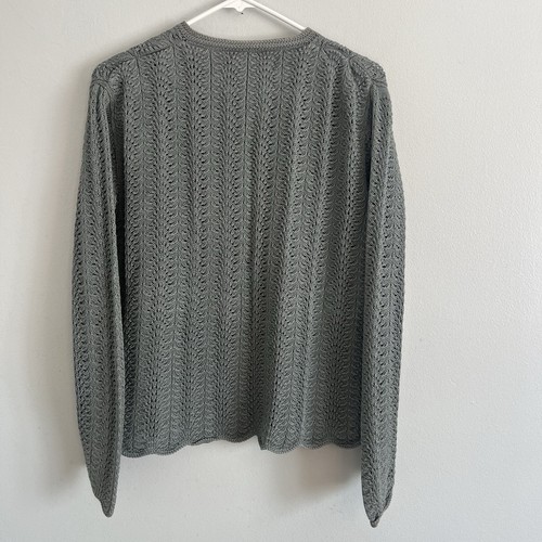 Peruvian Connection Womens Button Up Crochet Cardigan Pima Cotton Green Size L - Picture 11 of 16