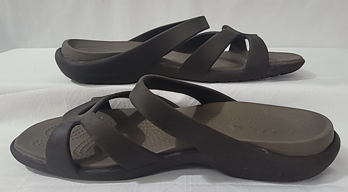 Sandali Crocs Meleen Twist Slide donna 10 marroni punta aperta casual comodi - Foto 2 di 5