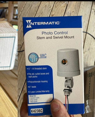 INTERMATIC K4236C Photocontrol, Stem and Swivel, Gray 5U790