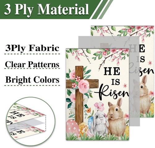 Easter Garden Flags for Outside 12x18 Inch He Is Risen Flag - Picture 5 of 7