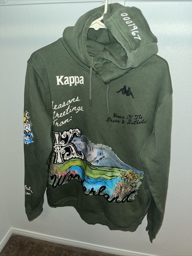 Vintage Kappa Mens Hoodie Green Front Graphic Wonderland Winter Of 67 Size XL - Picture 1 of 17