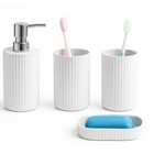 4pc Bathroom Accessories - Matt White